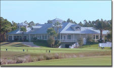 18th green view of the club house at BobCat Trail